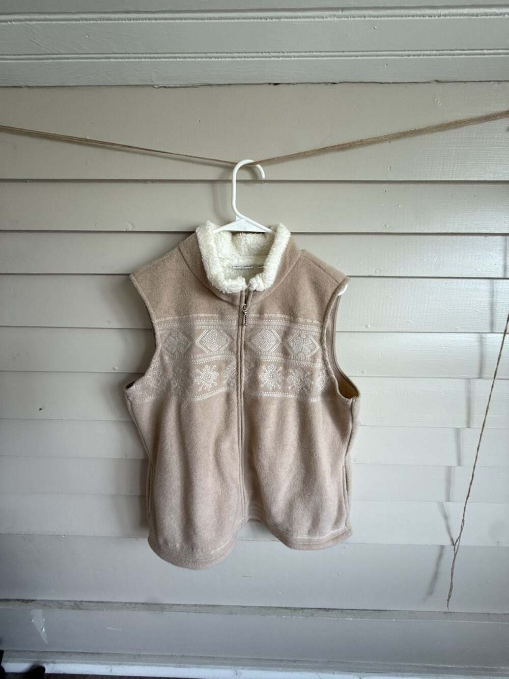 Croft & Barrow Fleece Vest Size XL Beige Full Zip